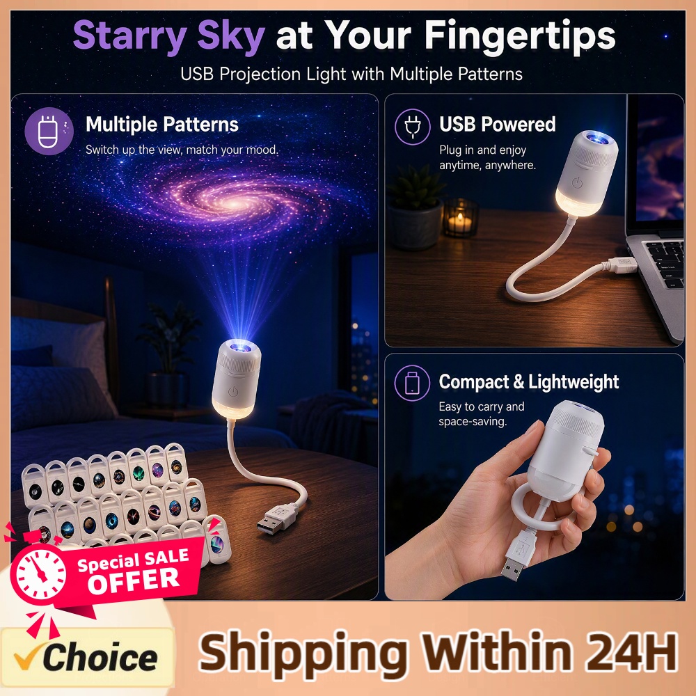 Star Projector Night - Projektor Gwiaździstego Nieba USB, Lampa HD