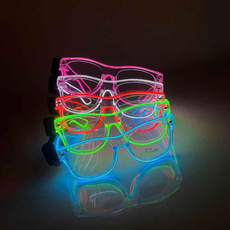 Lighting Visual - Okulary LED z przezroczystą oprawką, bezprzewodowe,