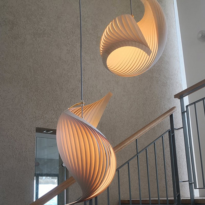 Japanese Lighting Decor - Japońskie unikatowe drewniane lampy wiszące LED,