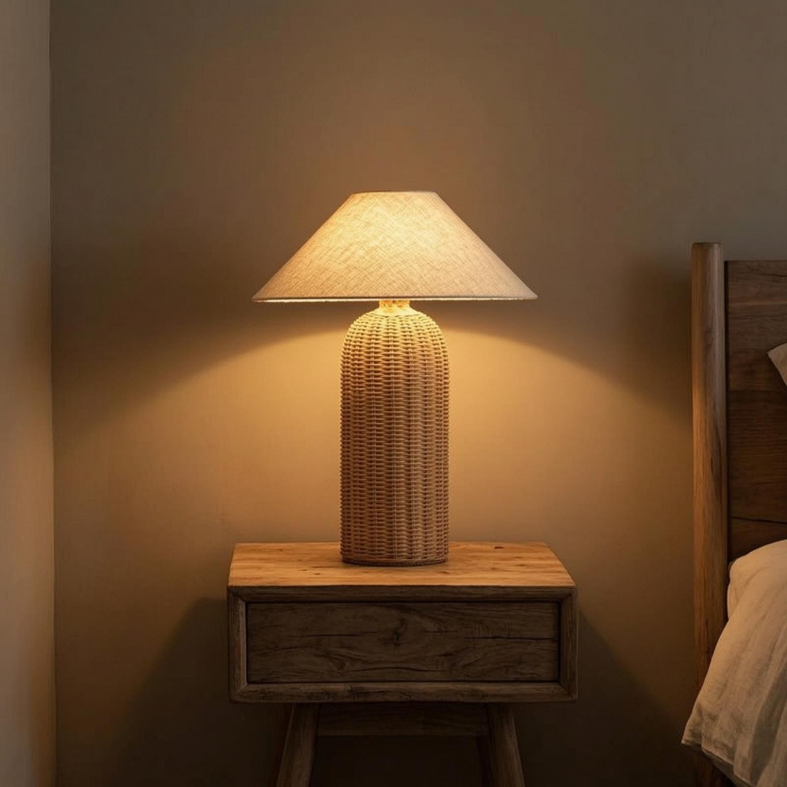 Lampka nocna z rattanową podst – Lighting Decor Living Room recenzja i cena